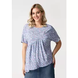Блуза асимметричная с принтом "цветы"