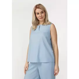 Блуза без рукавов с круглым вырезом