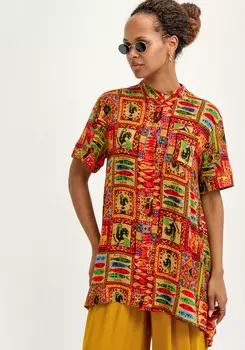 Блуза хлопковая с этническим рисунком