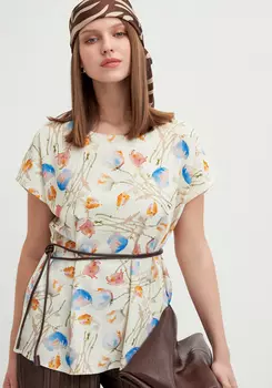 Блуза изо льна с коротким рукавом