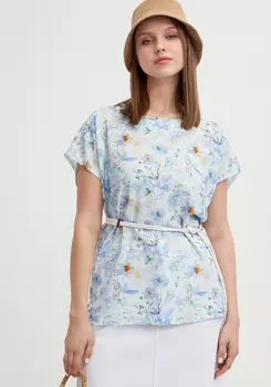 Блуза изо льна с коротким рукавом