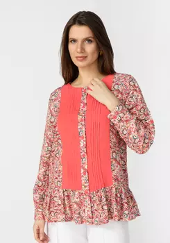 Блуза комбинированная с принтом "Пэйсли"