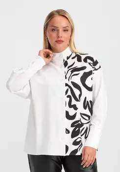 Блуза комбинированная с воротником-стойкой