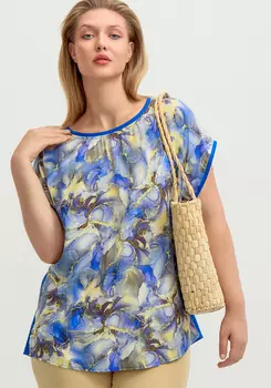 Блуза комбинированная со спущенным плечом