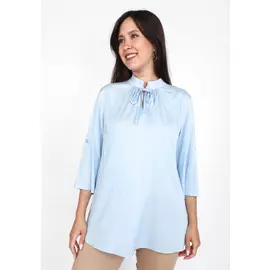 Блуза однотонная с воротником "стойка"