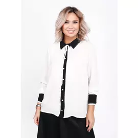 Блуза прямого кроя с брошью в виде банта