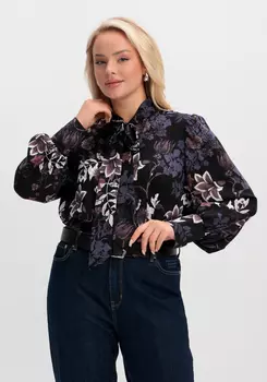 Блуза с бантом и широкими манжетами