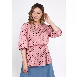 Блуза с баской в горошек