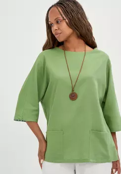 Блуза с контрастной внутренней отделкой