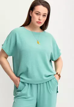 Блуза с круглой горловиной и разрезами