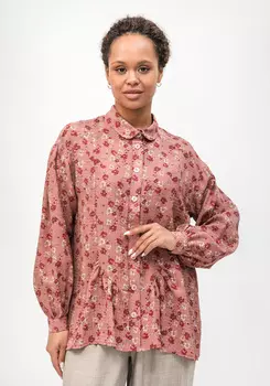 Блуза с круглым воротником на стойке