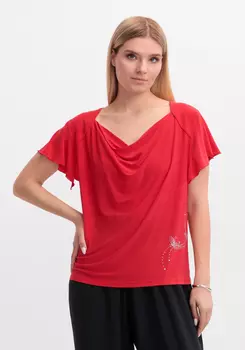 Блуза с оригинальным рукавом и стразами