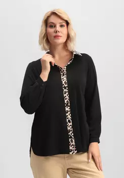Блуза с принтом по воротнику и планке