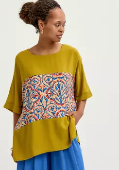 Блуза с принтом из штапеля