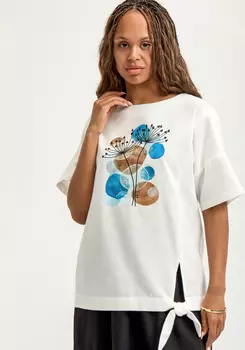 Блуза с принтом изо льна