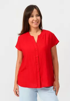 Блуза с разрезом на груди и коротким рукавом