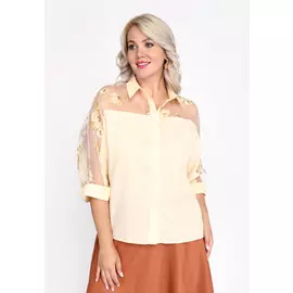 Блуза с рубашечным воротником и рукавом 3/4