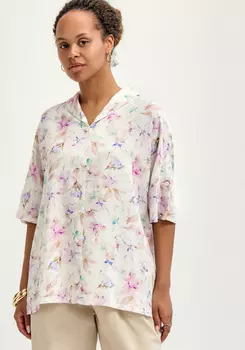 Блуза со спущенным плечом и с воротом шаль