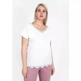 Блуза свободная с кружевной вставкой