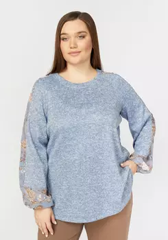 Блуза трикотажная с отделкой на рукавах