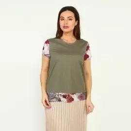 Блуза трикотажная с принтованными вставками
