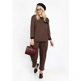 Блуза в клетку прямого кроя с карманом