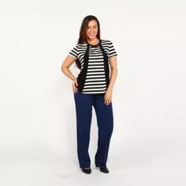 Блуза в полоску с контрастными вставками