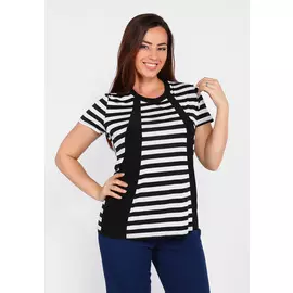 Блуза в полоску с контрастными вставками