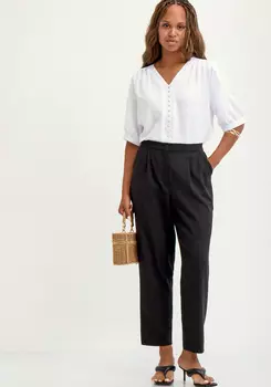 Брюки изо льна прямые с резинкой по поясу