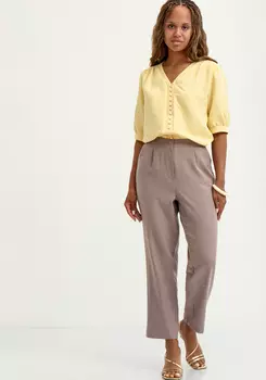 Брюки изо льна прямые с резинкой по поясу