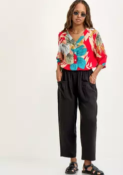 Брюки изо льна с карманами