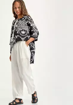 Брюки льняные на резинке по поясу и низу