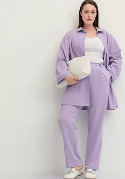 Брюки прямого кроя на резинке по поясу