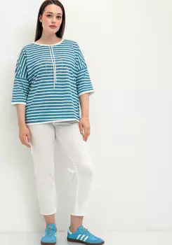 Брюки прямого кроя с поясом на резинке