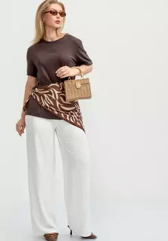 Брюки широкие с оригинальным принтом на ткани