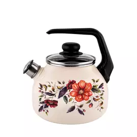 Чайник эмалированный со свистком «Анемоны»