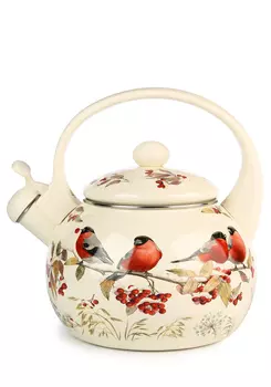 Чайник эмалированный со свистком "Снегири"