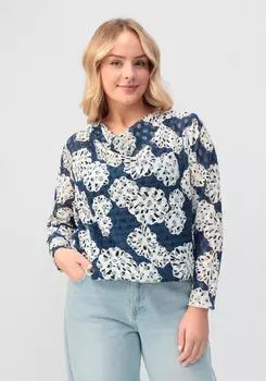 Джемпер из ажура с горловиной качели