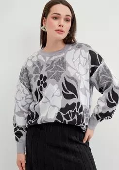 Джемпер прямого силуэта и цветочным принтом