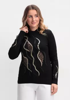 Джемпер с абстракцией на рукавах и полочке