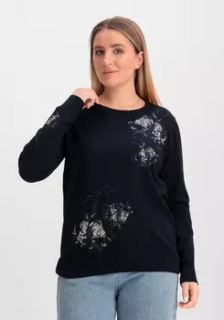 Джемпер с абстрактными цветами из страз