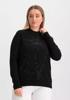 Джемпер с абстрактными полосками из страз