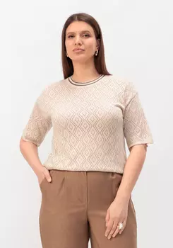 Джемпер с ажурными ромбами и метанитью