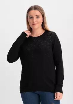 Джемпер с цветочной вышивкой и стразами