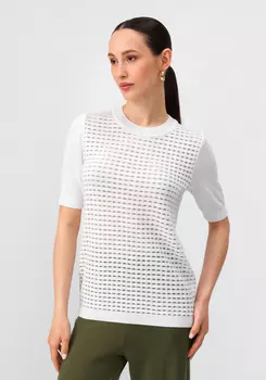 Джемпер с передней полочкой ажурной вязки