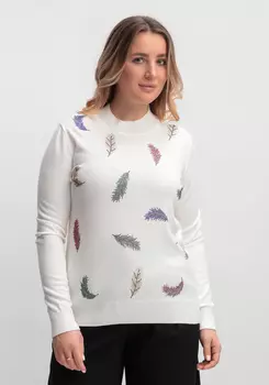 Джемпер с принтом в виде перьев