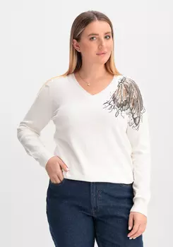 Джемпер с V-образным вырезом и рисунком