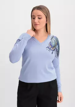 Джемпер с V-образным вырезом и рисунком