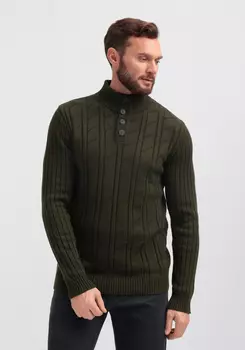 Джемпер с воротом-стойкой и планкой