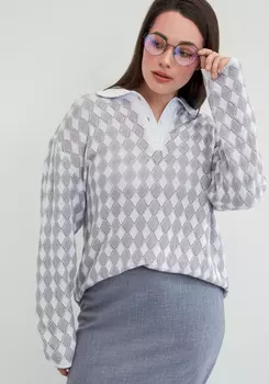 Джемпер структурной вязки с ажуром